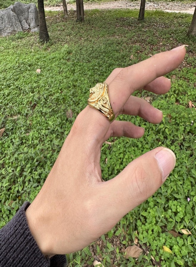 JWM Stainless Steel Lion Rings Golden Large Animal Rings for Men Women Adults, Cocktail Party Rings, Delicate Packaging (8) - Image 5
